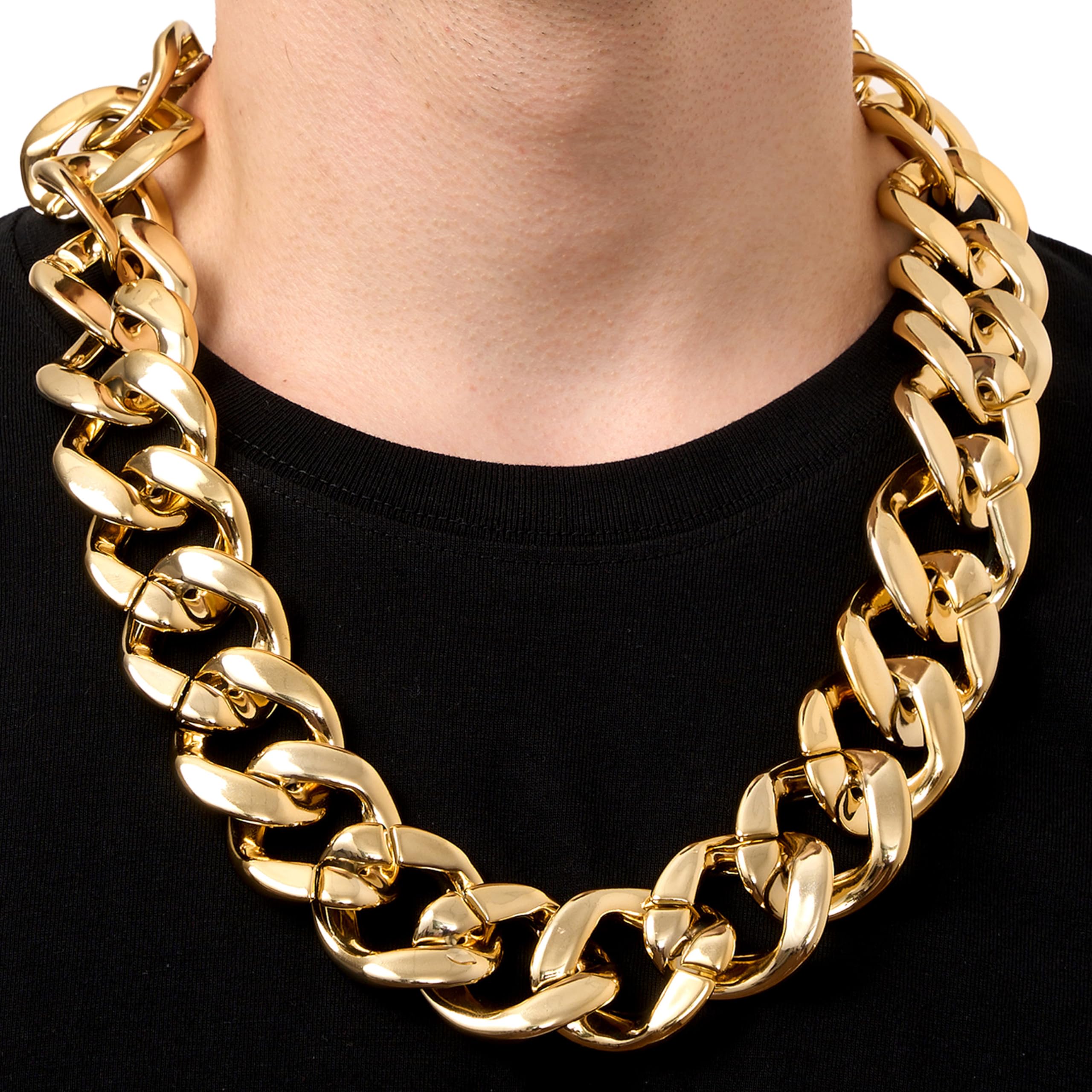 Spooktacular Creations Spooktacular Creations Chunky Fake Gold Chain for Hip Hop Rapper Costume Jewelry, Fake Plastic Gold Necklace Accessories for 80s 90s Men Women Halloween Costume Dress Up Party Props