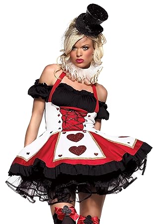 Leg Avenue 83409 - 2Tl. Hübsche Playing Karten Kostüm Set Mit Kleid Und Neck Piece Damen Fasching Karneval, M/L (EUR 40-42)