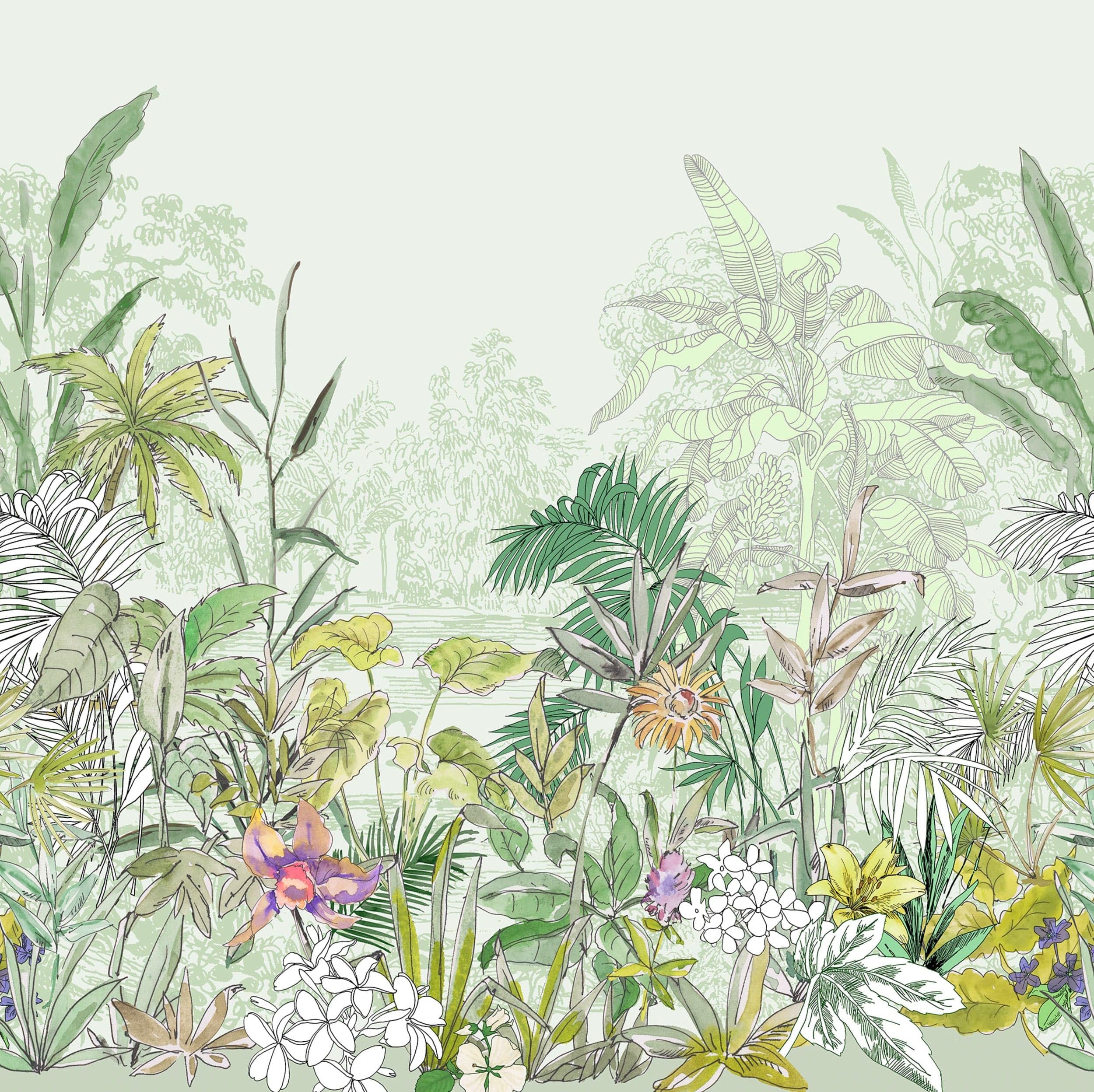 Komar Non-Woven Photo Wallpaper - Hortus - Size: 250 x 250 cm (Width x Height) - Wallpaper, Design, Living Room, Wall Decoration, Bedroom, Flowers, Floral - LJX5-005