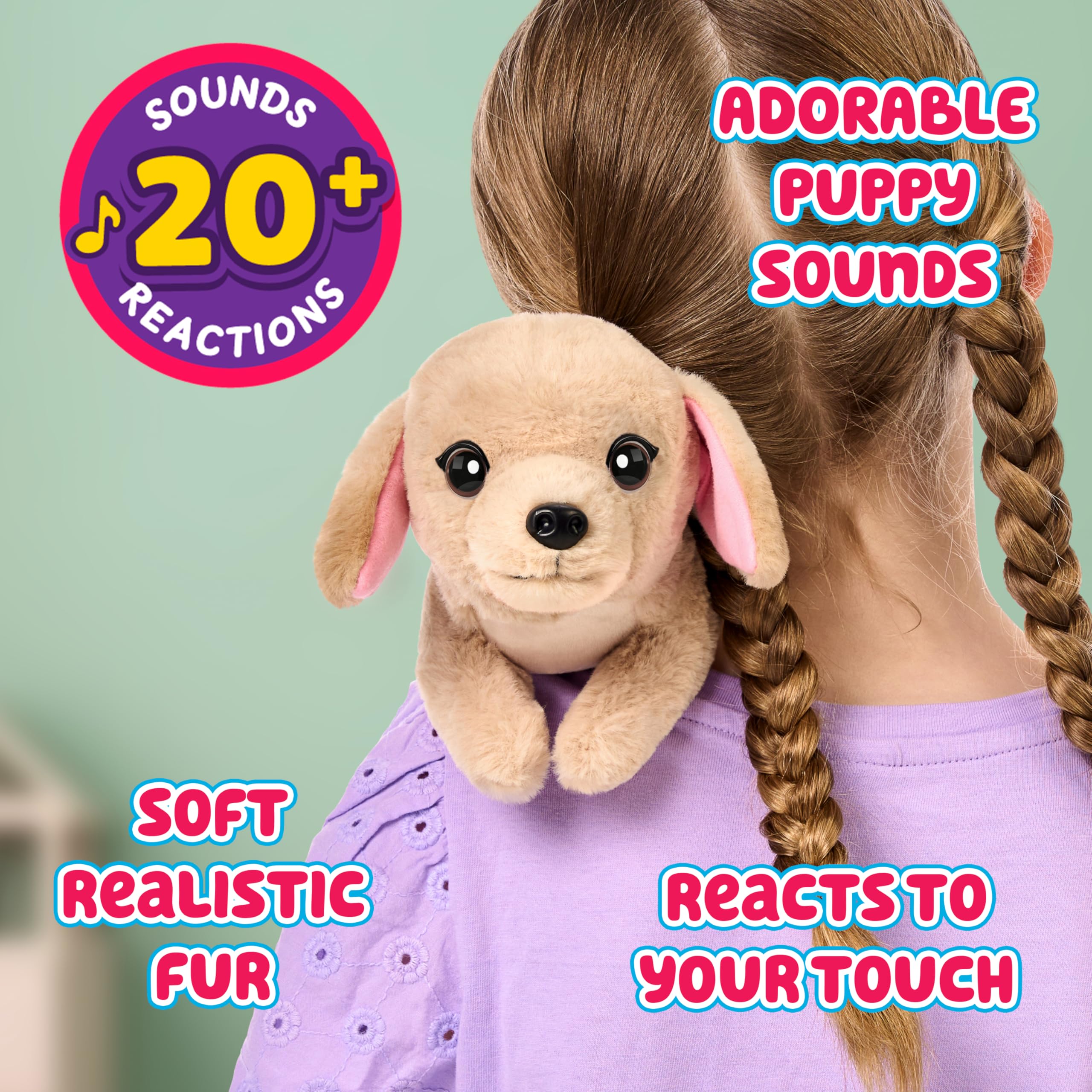 Little Live Pets My Really Real Puppy Mini Buddy The Retriever, Interactive Plush Toy with Basket, 20+ Sounds and Reactions, Puppy Toys for Kids