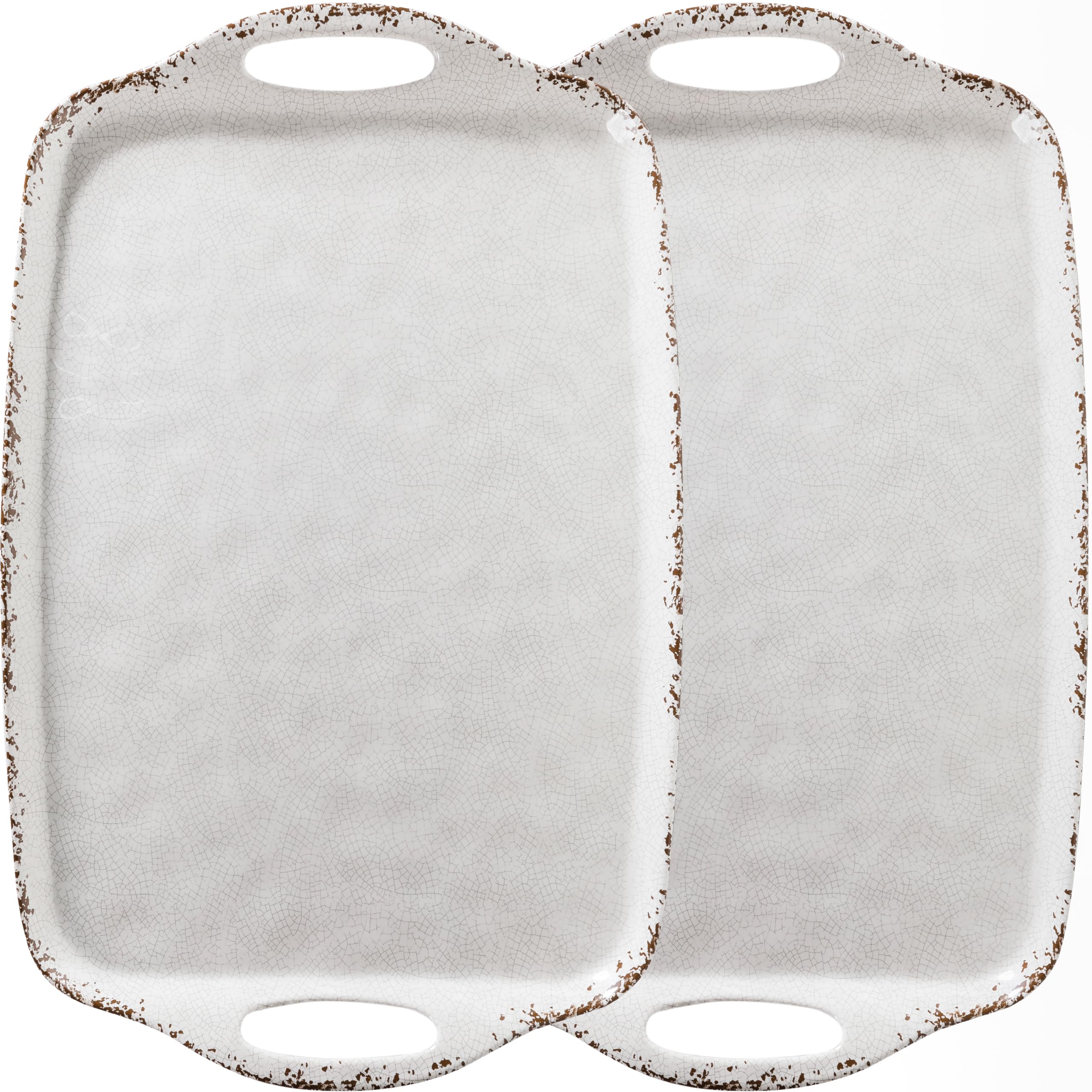 View 1 of ***ONLY ONE***ZAROCRUS Farmhouse Melamine Serving Tray with Handles, Set of 1, 19"x12" Extra Large Rectangular Turkey Serving Platter, Serving Food Trays for Entertaining, Christmas,Thanksgiving,Party, Ivory