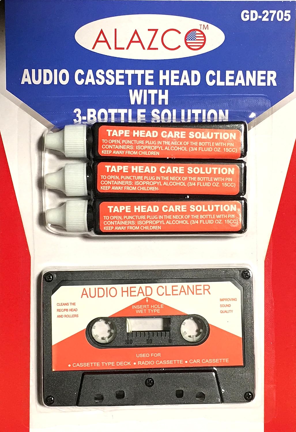 Amazon Com Audio Tape Cassette Head Cleaner Demagnetizer W 3 Cleaning Fluids Care Wet Maintenance Kit By Alazco Mp3 Players Accessories