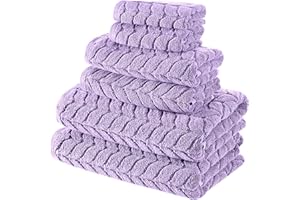 BAGNO MILANO Turkish Bath Towels, Soft Plush Jacquard Luxury Bath Towels, Quick Dry Towel Set (Lavender, 6 pcs Towel Set)