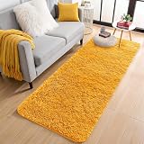 Aspire Homeware Ochre Large Shaggy Rug 60x220 cm Non Slip Pile Thick