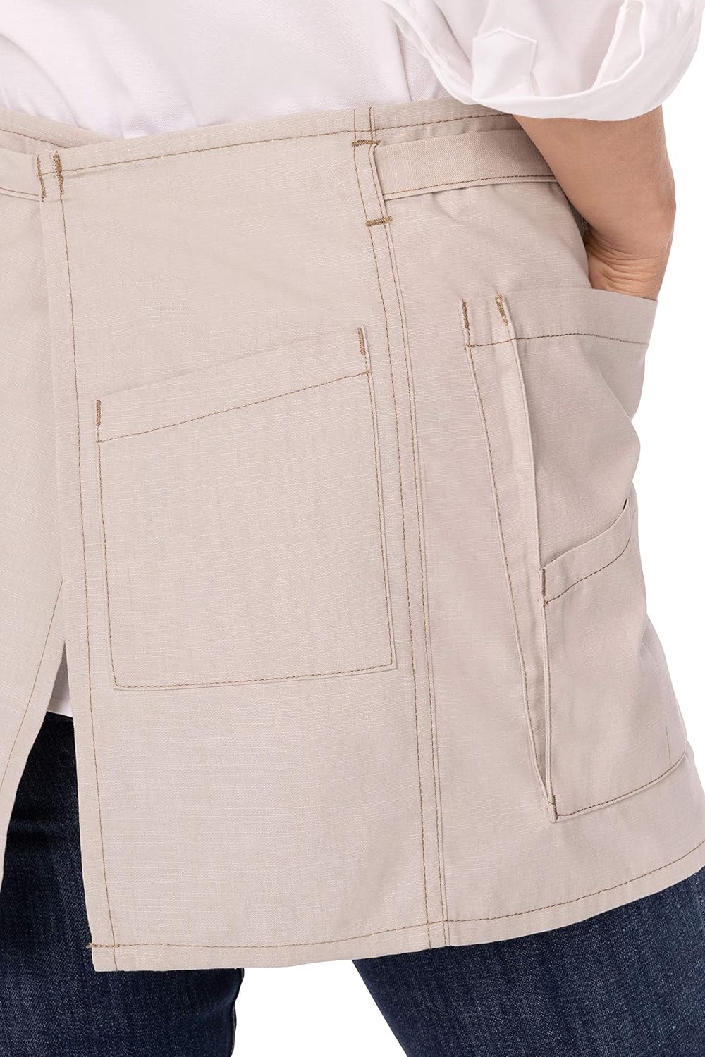 Chef Works mens Unisex Medford Short Bib Aprons, Natural, 25 L x 38.4 W US: Clothing