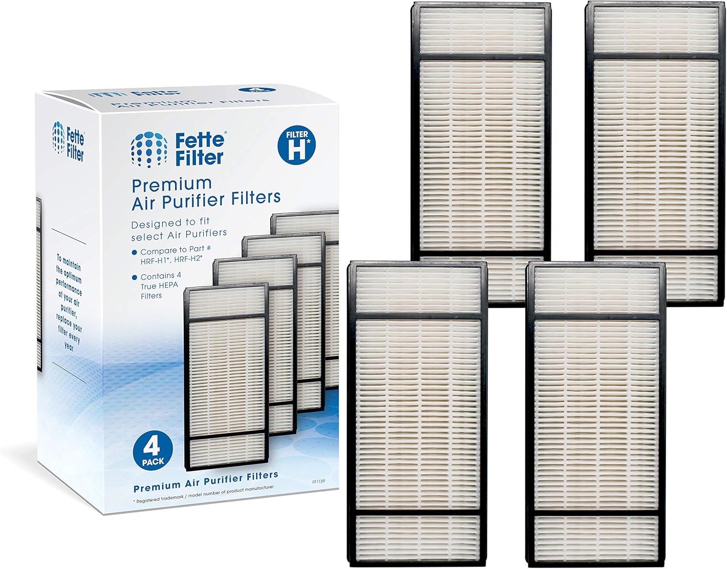 Fette Filter Pack of 4 Replacement Air Purifiers | Compatible with Honeywell HEPA Filter H, HRF-H1 HRF-H2 | Removes at Least 99.97% of Dust, Microbes, Pet Danger, and Allergens