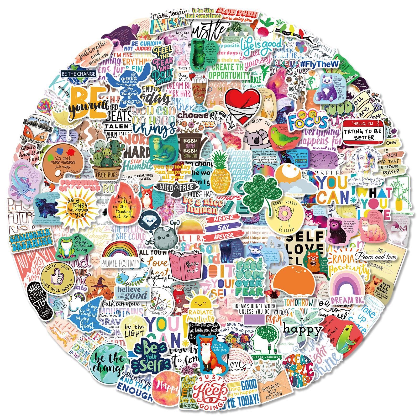 Positive Inspirational Words Stickers |200PCS | Vision Board Motivational Quote Stickers Packs for Teens Adults Teachers Planners, Vinyl Waterproof Trendy Decals for Water Bottle Laptop Scrapbook