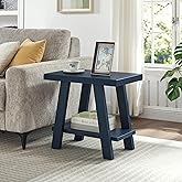 Roundhill Furniture Athens Contemporary Wood Shelf Side Table in Navy Blue