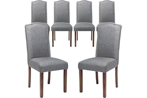 Snugway Stylish Upholstered Parsons Dining Chair with Silver Nailhead Trim and Sturdy Solid Wood Legs