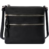 Solene Small Multi Zipper Pocket Crossbody Bag with Adjustable Strap, Lightweight Travel Purse, Daily Small Messenger Pouch