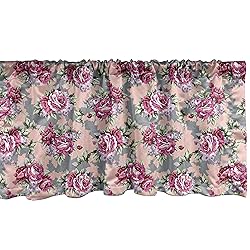 Ambesonne Peony Window Valance, Repetitive Vibrant