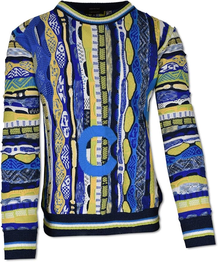 pullover blau gelb gestreift