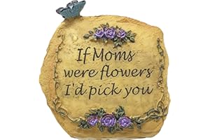 BANBERRY DESIGNS Mom Message Rock - Butterflies & Flowers Decorations and Mom Poem - Christmas Mother's Day Birthday 3 1/2" H