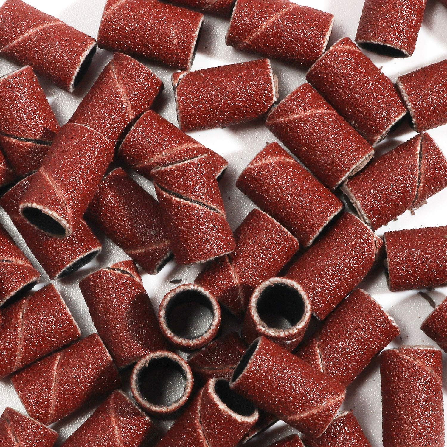 Lechnical 100Pcs 180# Nail Sanding Ring Nail Art Sanding Bands Sand Circle for Nail Drill File