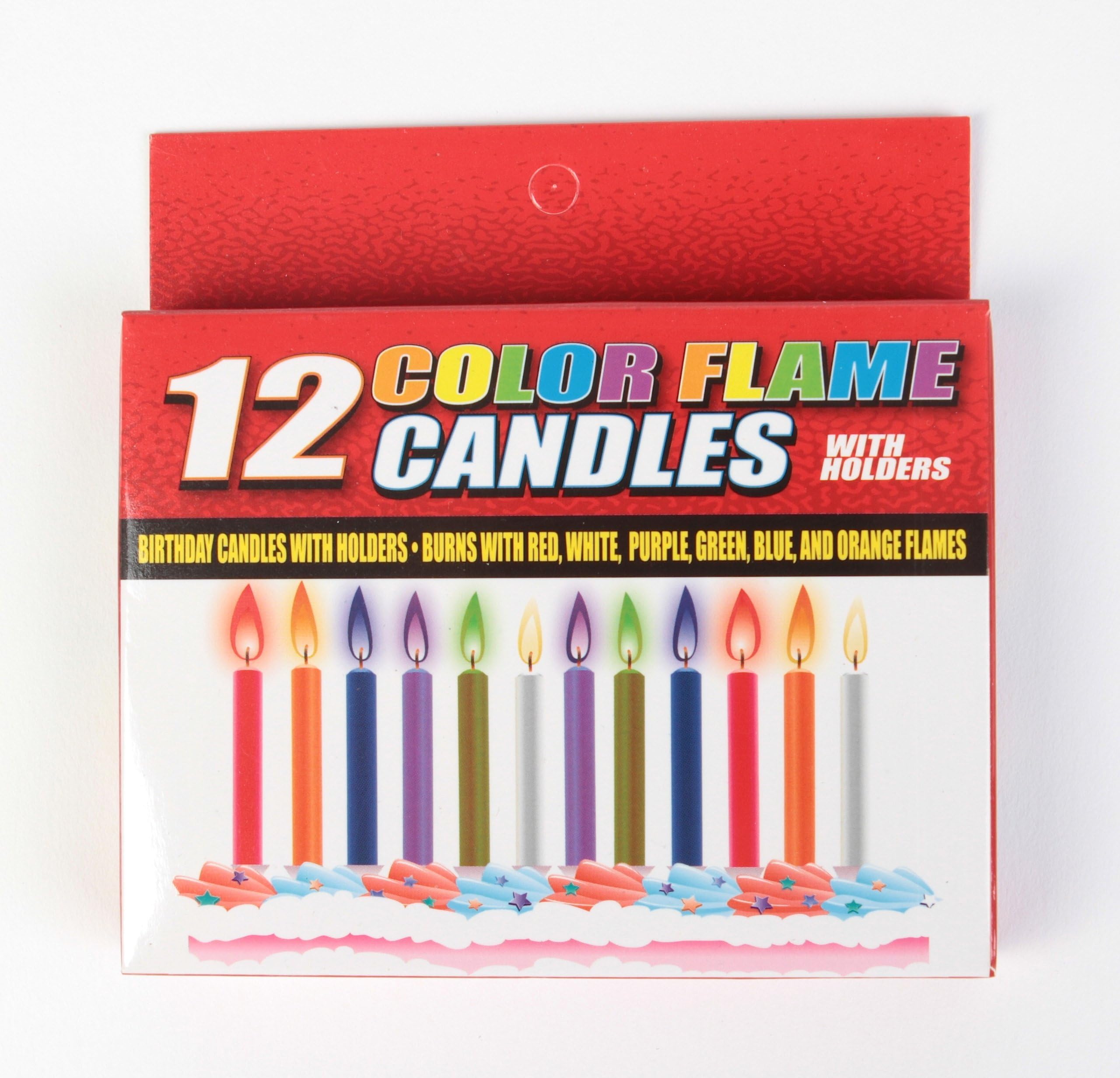 R Ideas Set of 12 Colorflame Birthday Candles With Colored Flames