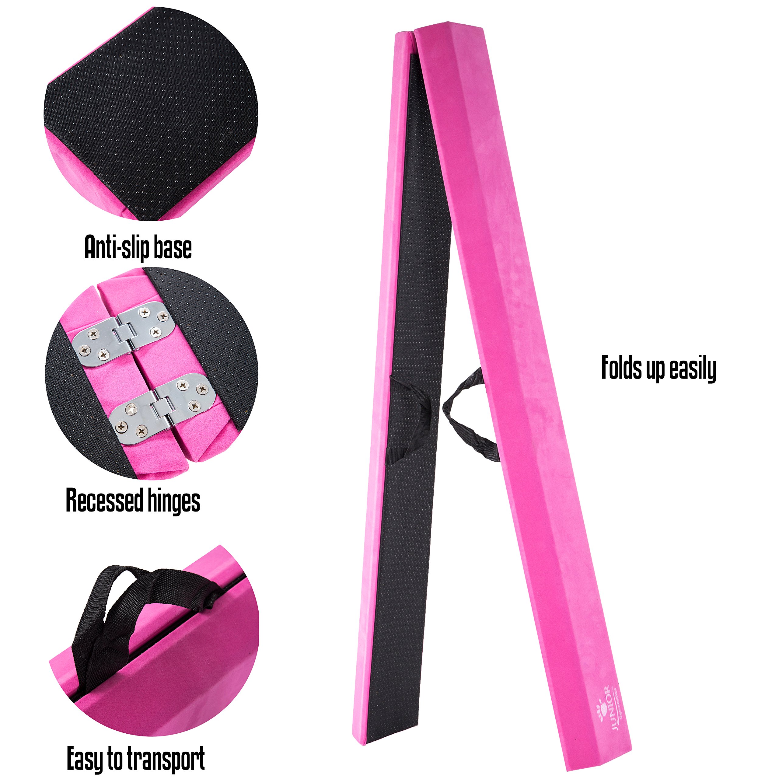 Junior Gymnastics Balance Beam 8 Ft Folding Wood Core Low Floor Beam