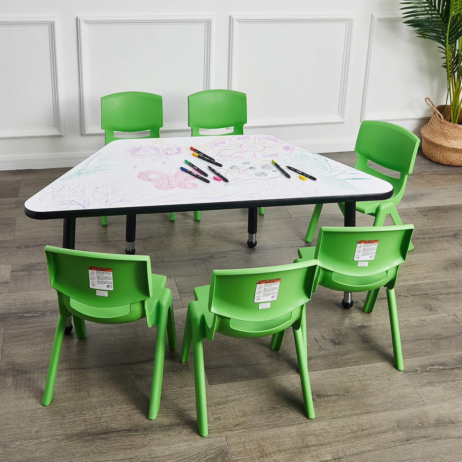  Basics 10 Inch School Classroom Stack Resin Chair, Green, 6-Pack: Industrial & Scientific
