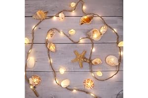 MIYA LIFE Seashell Garland Ocean Light for Beach Decor 7.2FT 39LED Battery Operated Coastal Garland Magic Conch Shell Beach Decorations for Home Coconut Girl Room Decor
