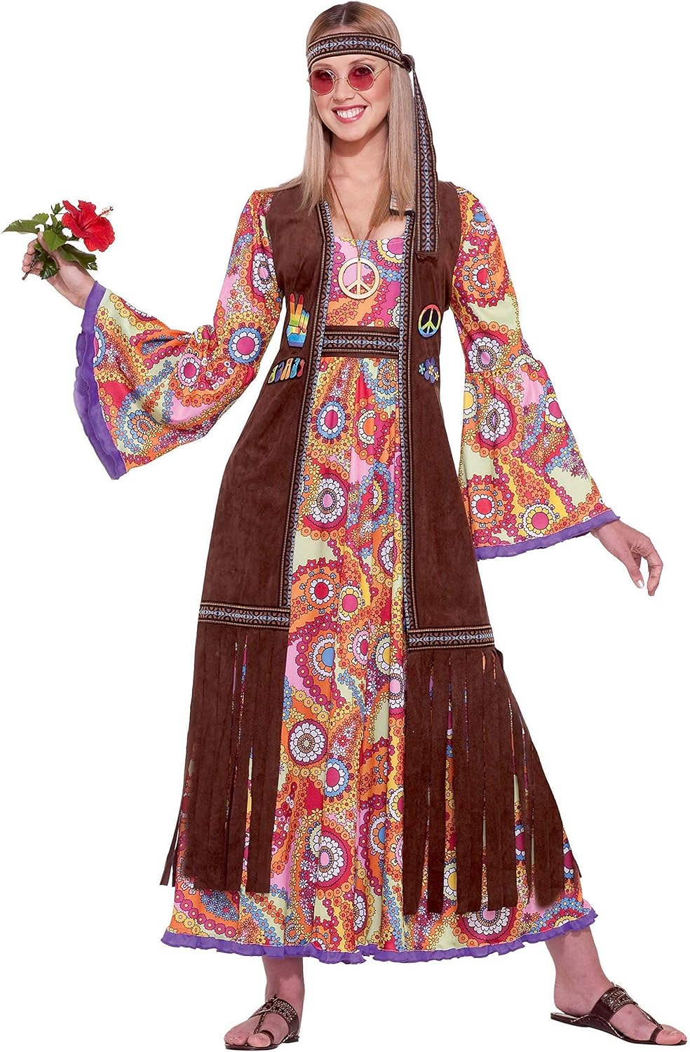 Forum Women's Hippie Love Child Costume, MultiColored, One Size