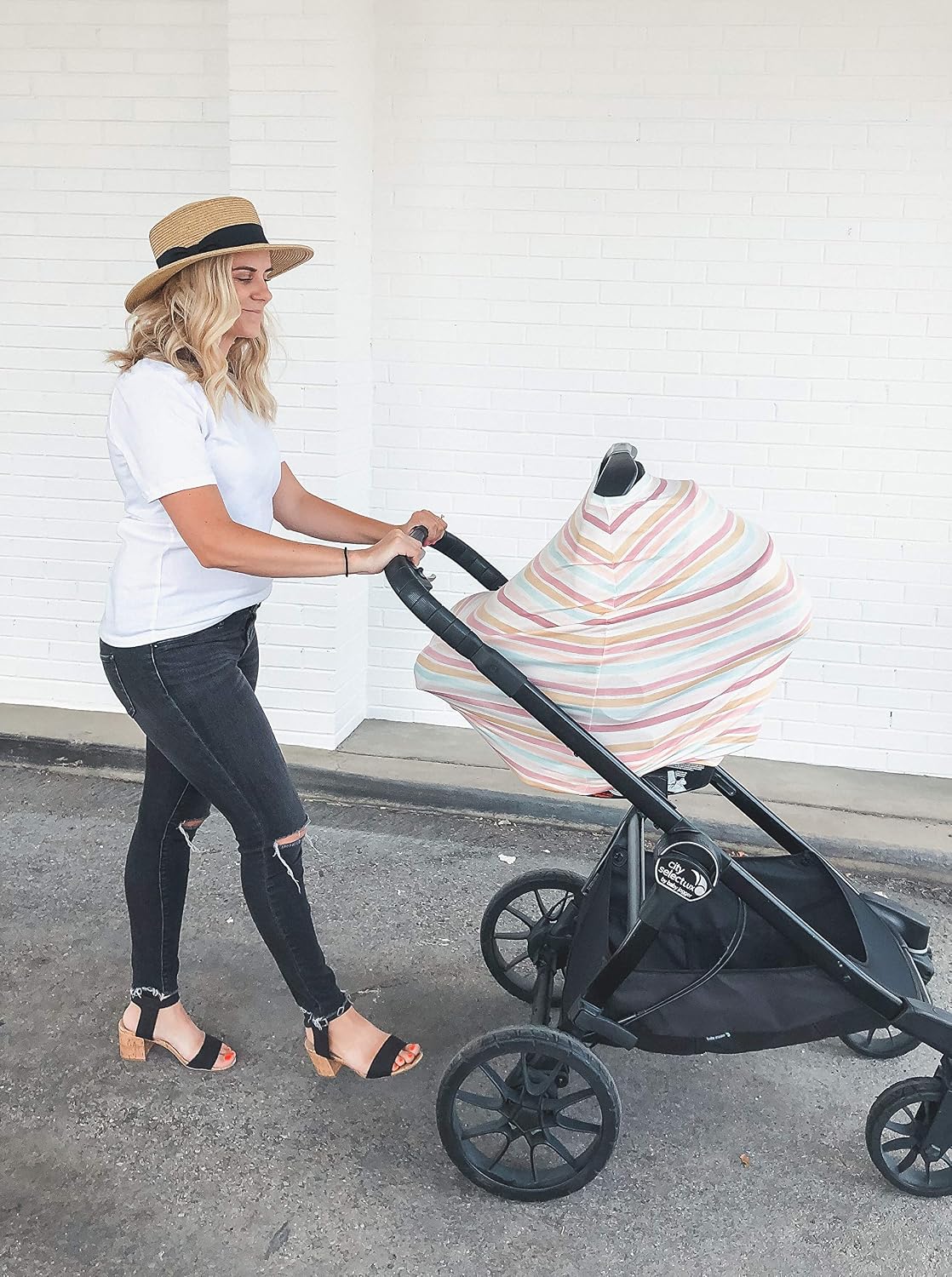 Copper Pearl Baby Car Seat Cover Canopy and Nursing Cover Multi-Use Stretchy 5 in 1 Gift "Belle" - Image 3