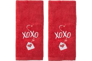 SKL Home by Saturday Knight Ltd. Valentine's Day XOXO Hand Towel Set, Red 2 Pack