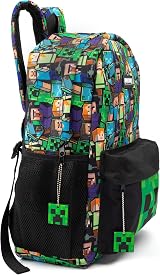 Minecraft Kids Backpack Set Official Brand Rucksack Creeper Zombie Enderman view 4