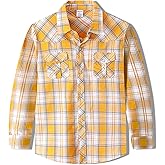 COSLAND Boy's Cotton Western Long Sleeve Button Down Plaid Shirt, 4T-X-Large