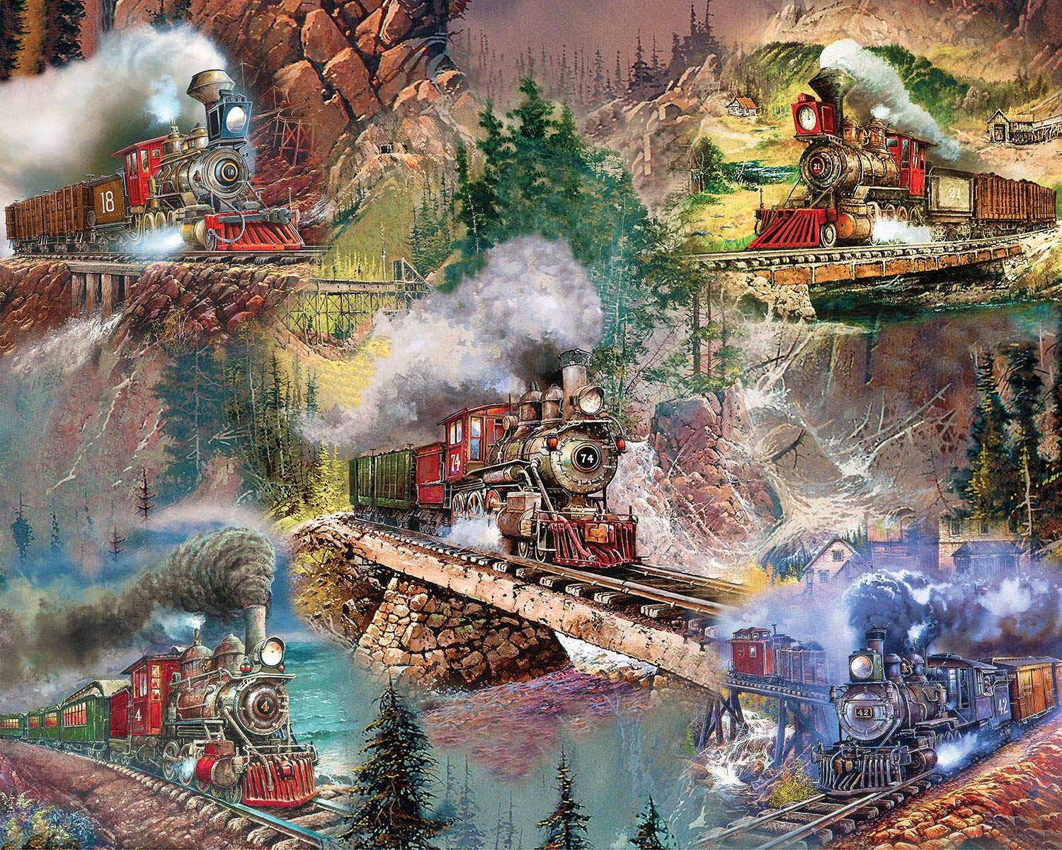 Springbok 1000 Piece Jigsaw Puzzle Thrilling Trains - Unique Cut Pieces