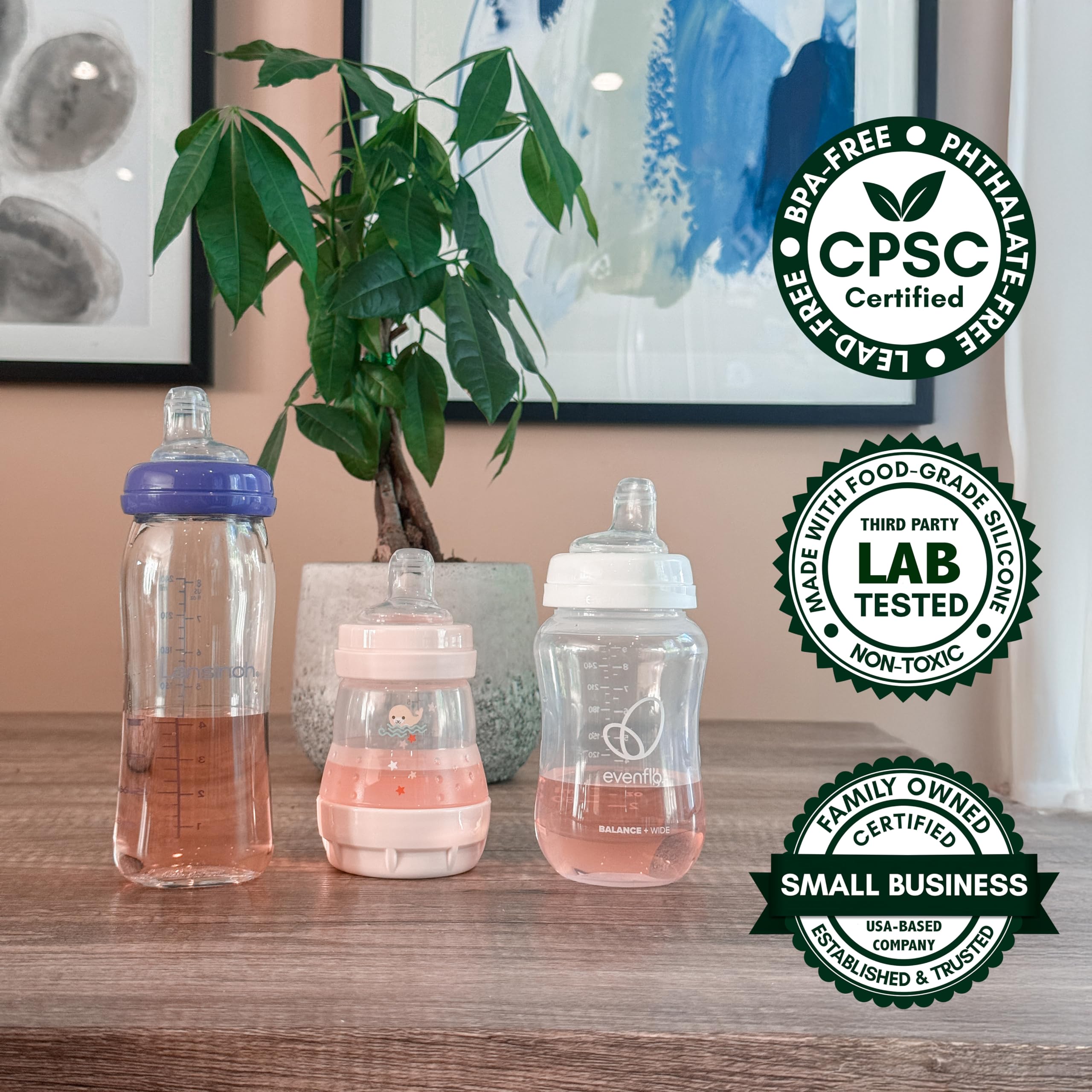 Sippy Spout Nipples for Philips Avent Anti-Colic Baby Bottles, Lansinoh, MAM & Evenflo Wide-Neck Baby Bottles, 4-Count, Soft Spout, Food Grade Silicone, Variable Flow, Spill-Proof, BPA-Free, 4+ Months