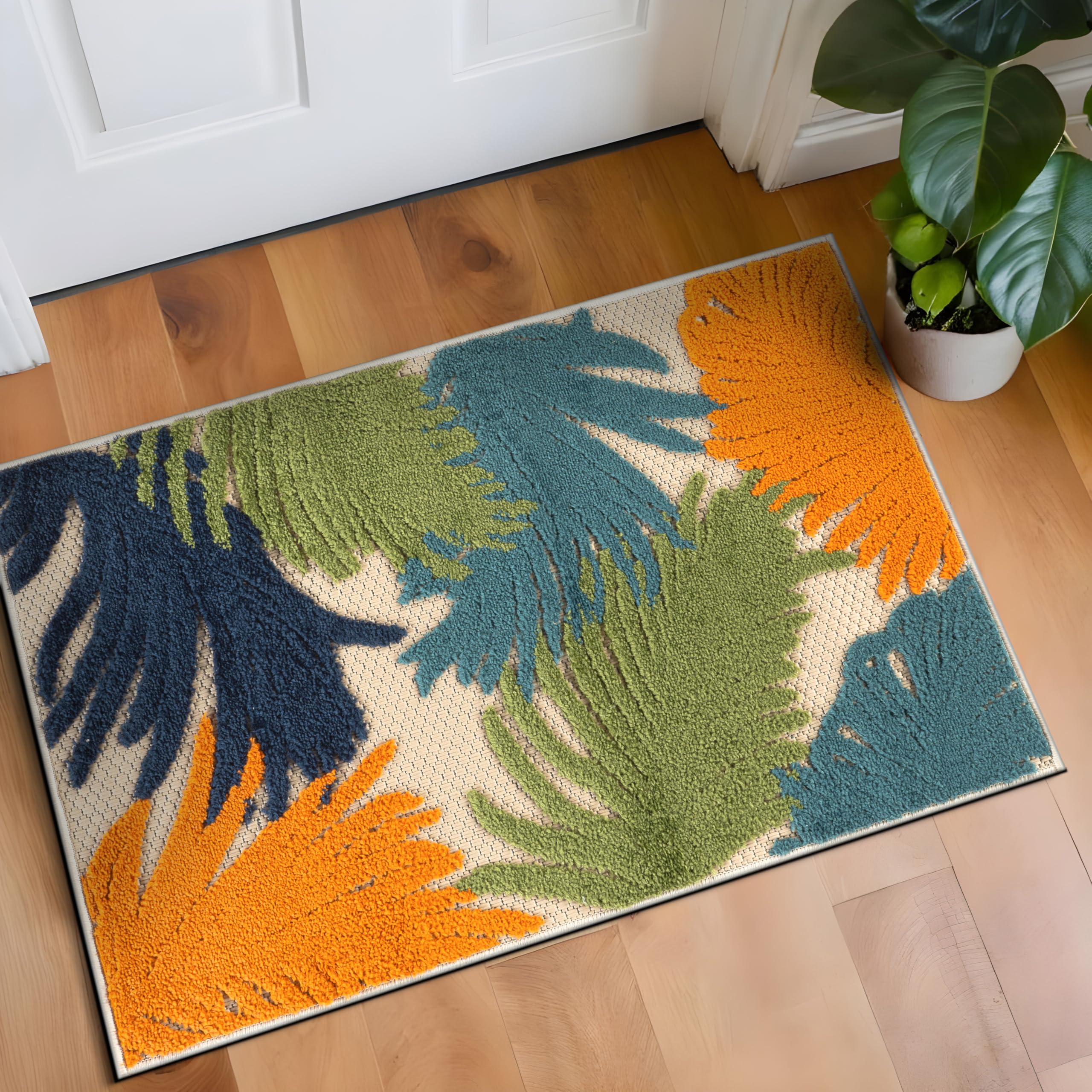 Rugshop Lucca Contemporary Floral Indoor/Outdoor 2' X 3' Multi Image