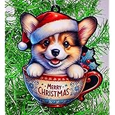 Generic Corgi Dog Santa Pup in Merry Christmas Tea Cup Ornament