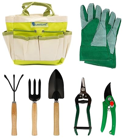 Lantelme Pflanzen Garten Werkzeug Set mit Tasche 7 teilig Gartenschere Gartenhandschuhe Gartenwerkzeug 5124