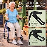 Aidapt Folding Rollator Walker with Padded Seat, 8in Wheels, Brakes view 4