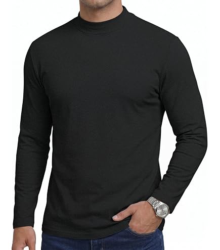 Lexiart Men's Mock Neck Short Sleeve Cotton T-Shirts Basic
