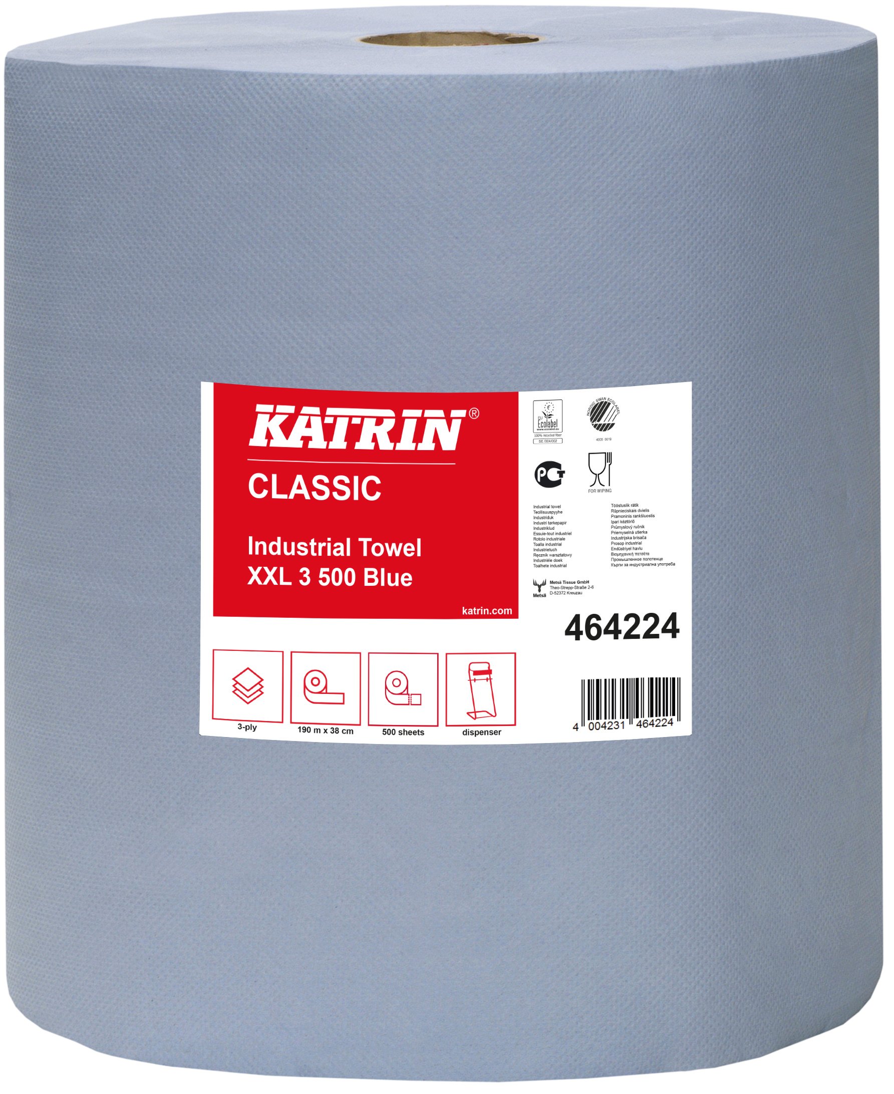 Katrin AFK224-B Classic Industrial Towel, 3-Ply, Laminated, Pallet, XX-Large, Blue Unit-2