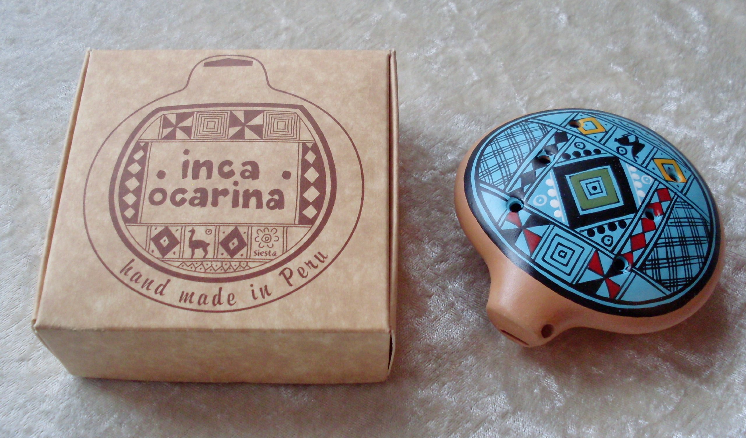 Traditional Peru Fair Trade Ocarina Flute, Turquoise