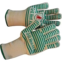 Extreme 932°F Heat Resistant - Light-Weight, Flexible BBQ Gloves - 100% Cotton Lining for Super Comfort. Mint Green, One Size