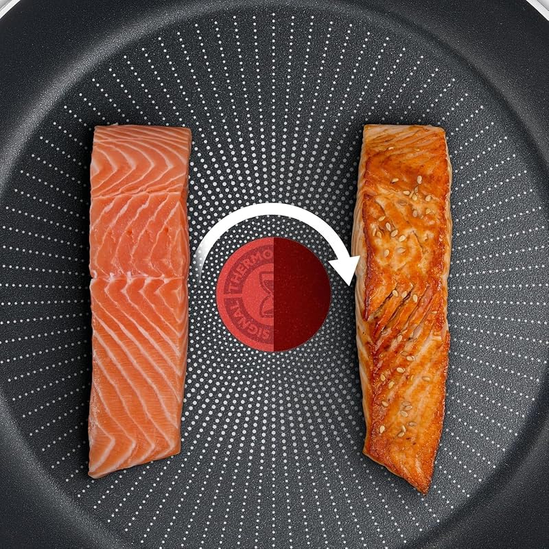 Tefal daily cook - conjunto de 3 panelas de aço inoxidável de 20, 24 e 26 cm, antiaderente, tecnologia thermospot, cozimento uniforme, todos os tipos de cozinhas, sem pfoa, cor preta.