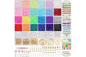 LIS HEGENSA 6600+PCS Clay Beads Bracelet Making Kit,24 Color DIY Flat Preppy Beads for Friendship Jewelry Making,Polymer Heishi Beads with Charms Gifts for Music Singer Limited Edition