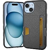 Smartish® iPhone 15 Wallet Case - Wallet Slayer Vol. 2 [Slim + Protective] Credit Card Holder w/Kickstand - Drop Tested Hidden Card Slot Cover Compatible w/Apple iPhone 15 - Black Tie Affair