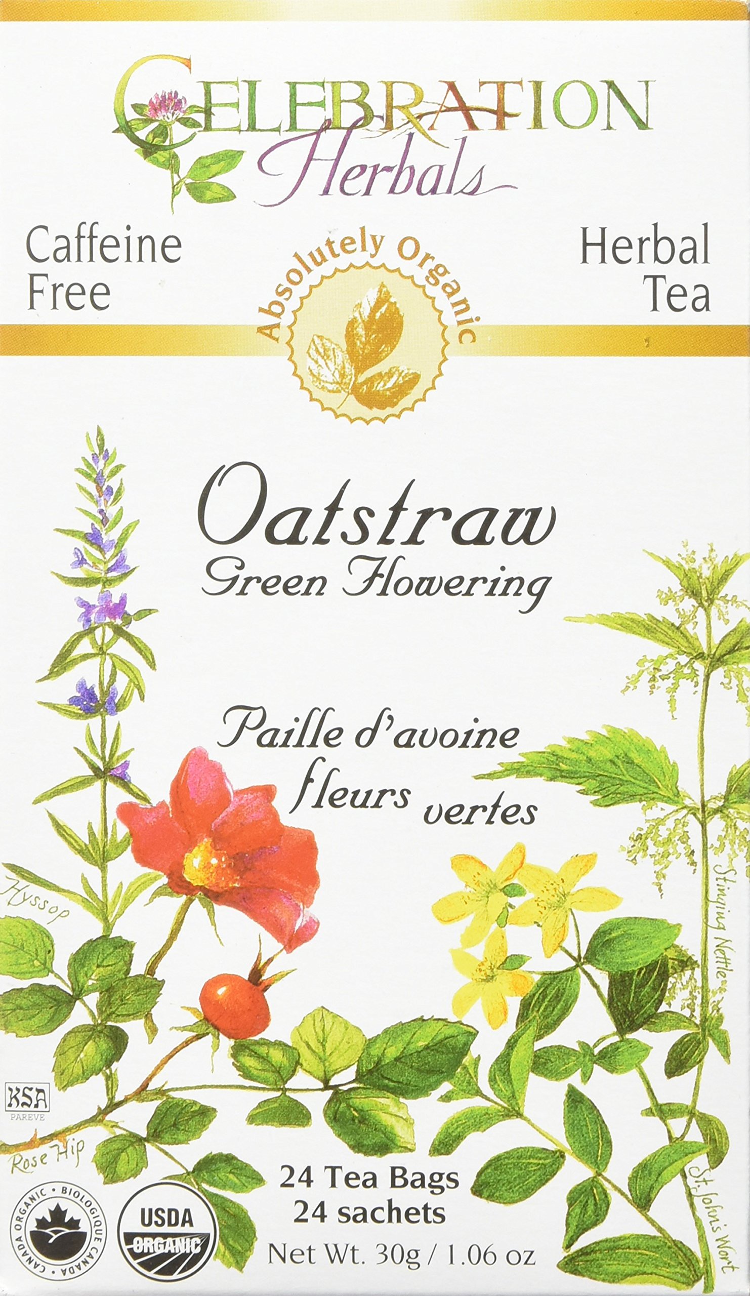 Organic Oat Straw Tea Kosher, Caffeine Free, GMOFree 18 Bleach Free Tea Bags
