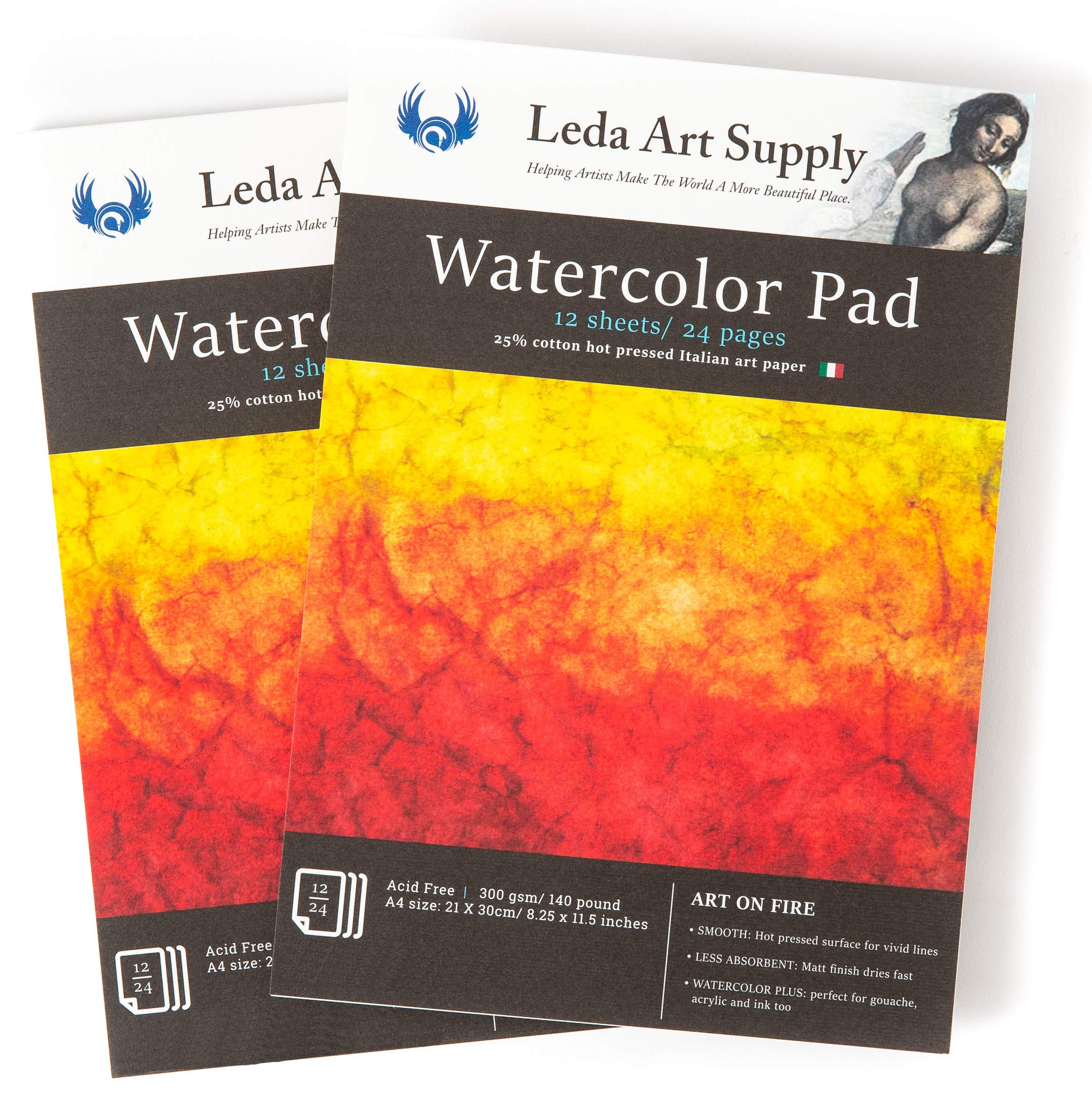 Mua Leda Art Supply Hot Pressed Watercolor Paper Jumbo 2 Pack (24 Sheets) 300gm 140 lb 25