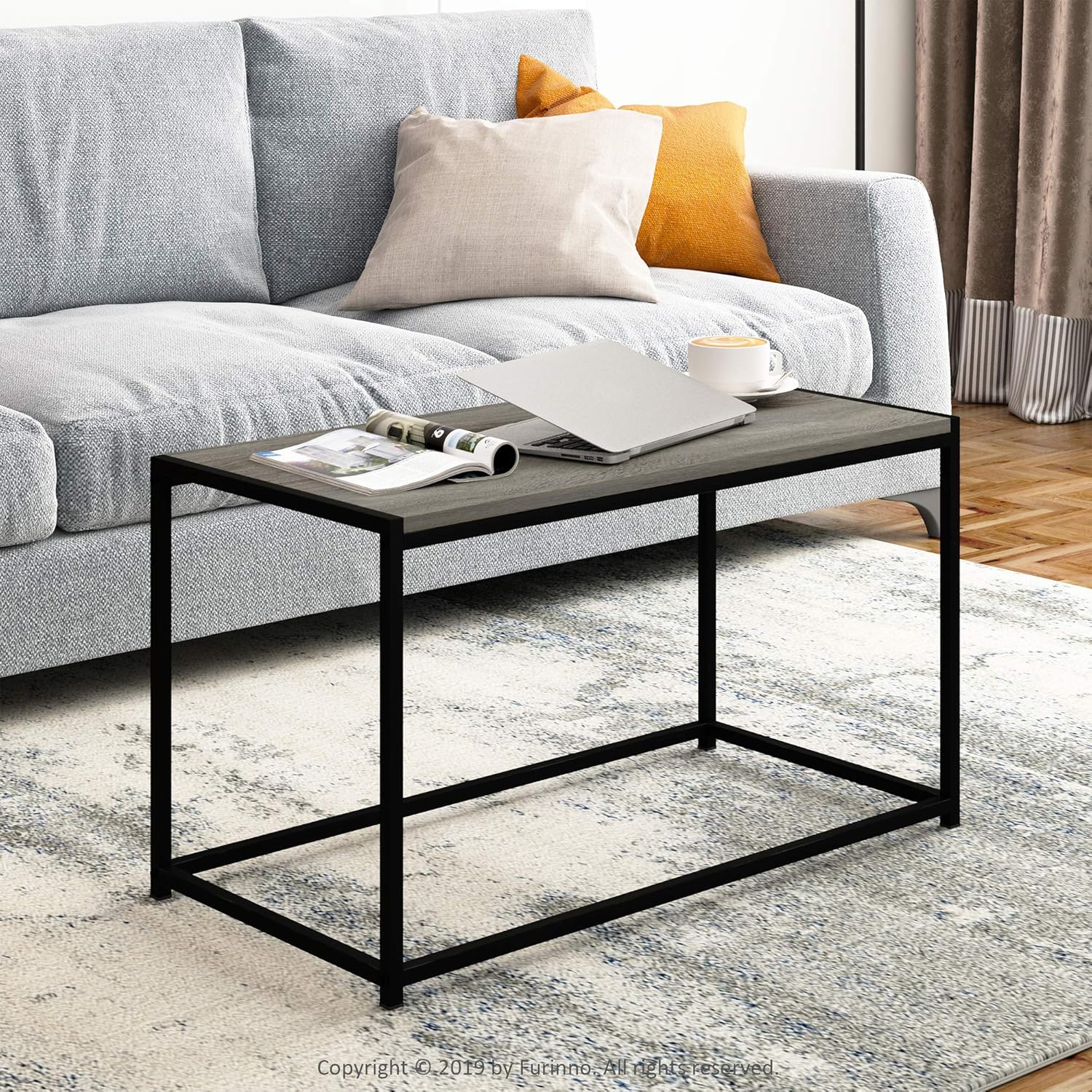 FURINNO Camnus Modern Living Coffee Table, French Oak Grey: Kitchen & Dining