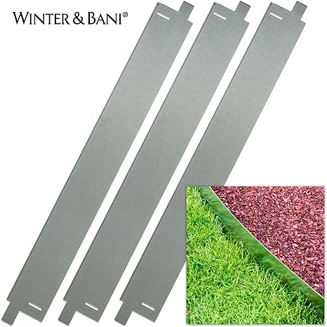 Winter & Bani Rasenkanten | 3 Stück | Metall | Gesamtlänge zusammengesteckt 3 Meter | Stabil Aber biegsam