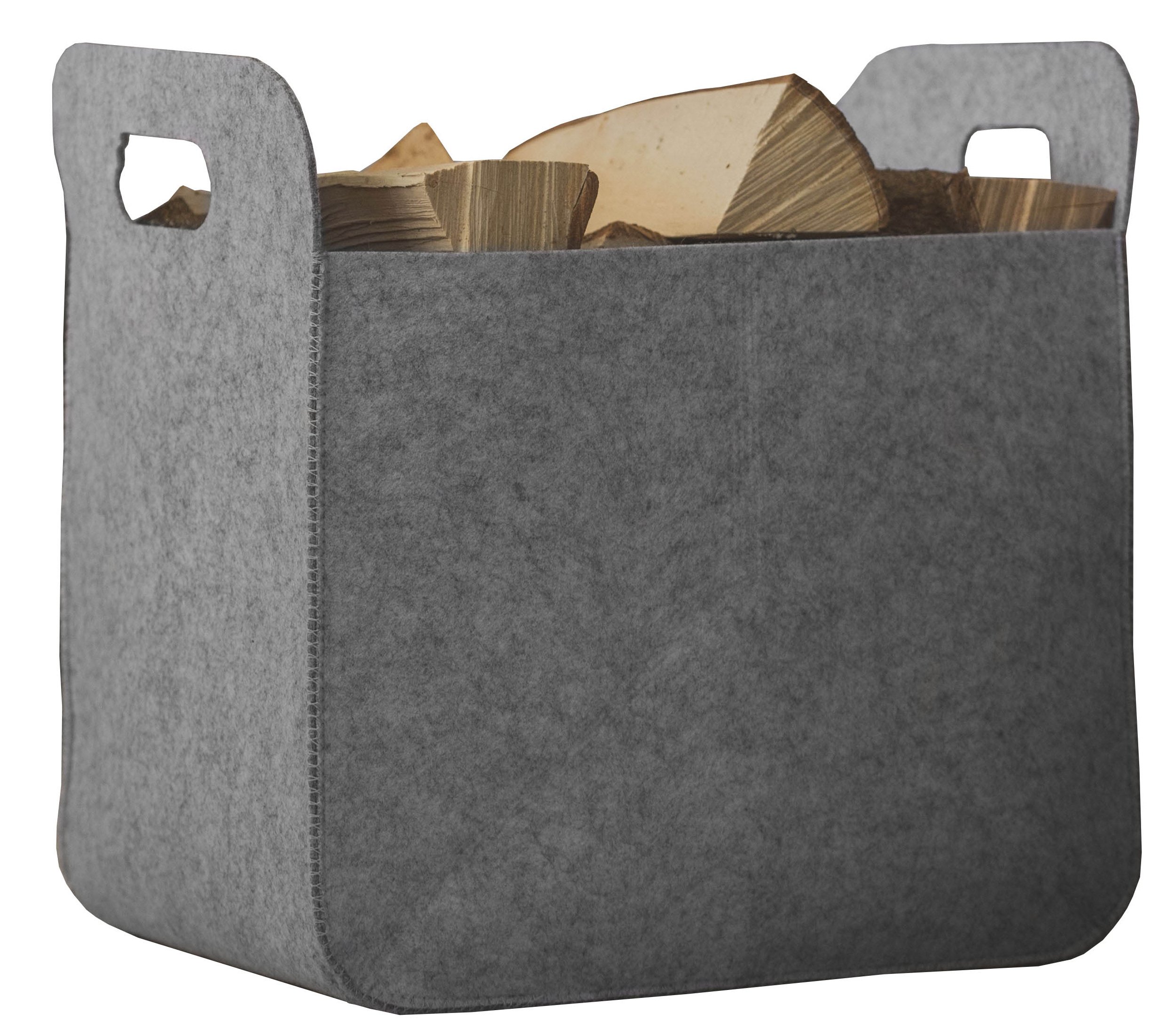 Rubberneck Storage Basket with Handles, Foldable Felt Box Small, 25 x 35 x 35 cm (Grey)