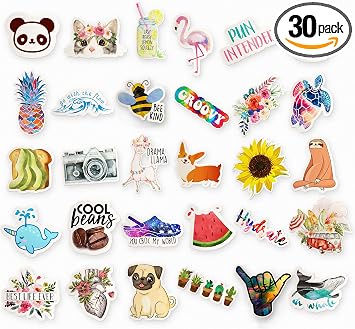 Amazon Com 30 Pack Artsy Stickers Series 1 Cute Water Bottle