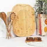 Salter Bamboo Chopping Board 40x30cm Carving Surface Meat Rest Textured Spikes view 5