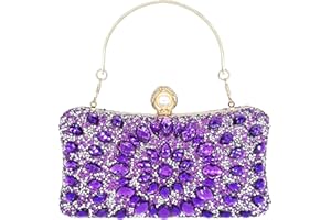 MAIRLOM Rhinestone Clutch Purses for Women Evening Wedding Formal - Round Pearl Clasp Handbag - Crystal Diamond Bag