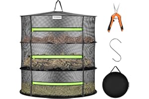 VIVOSUN 3-Layer Mesh Drying Rack Hanging Design with Green Zippers for Dehydrating, Indoor and Outdoor Pruning Shears Include