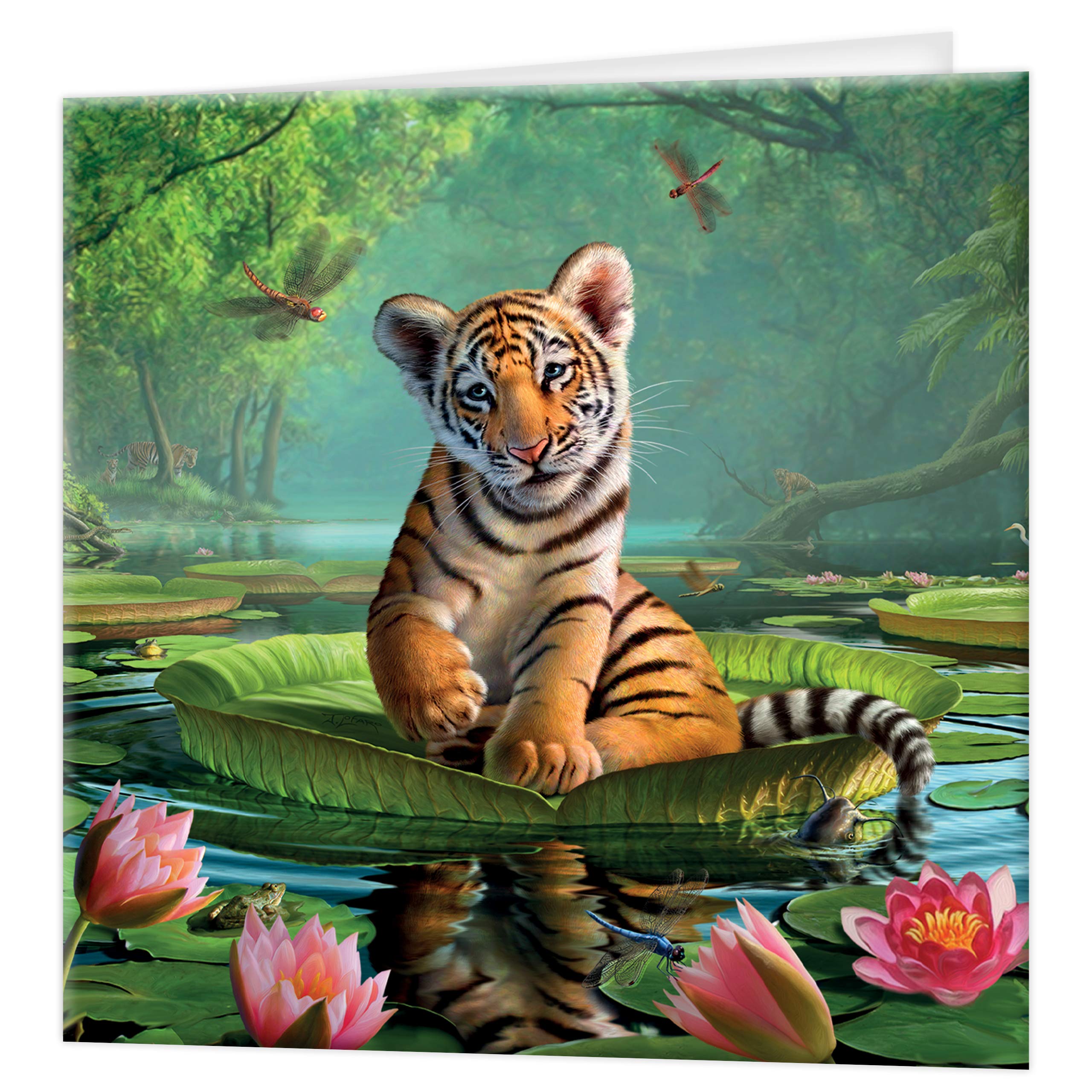3D LiveLife Greeting Card - Tiger Lily from Deluxebase. Lenticular 3D Blank Greeting Cards with Envelopes. Cute Tiger All Occasion Greeting Cards featuring Original Artwork by Jerry LoFaro.